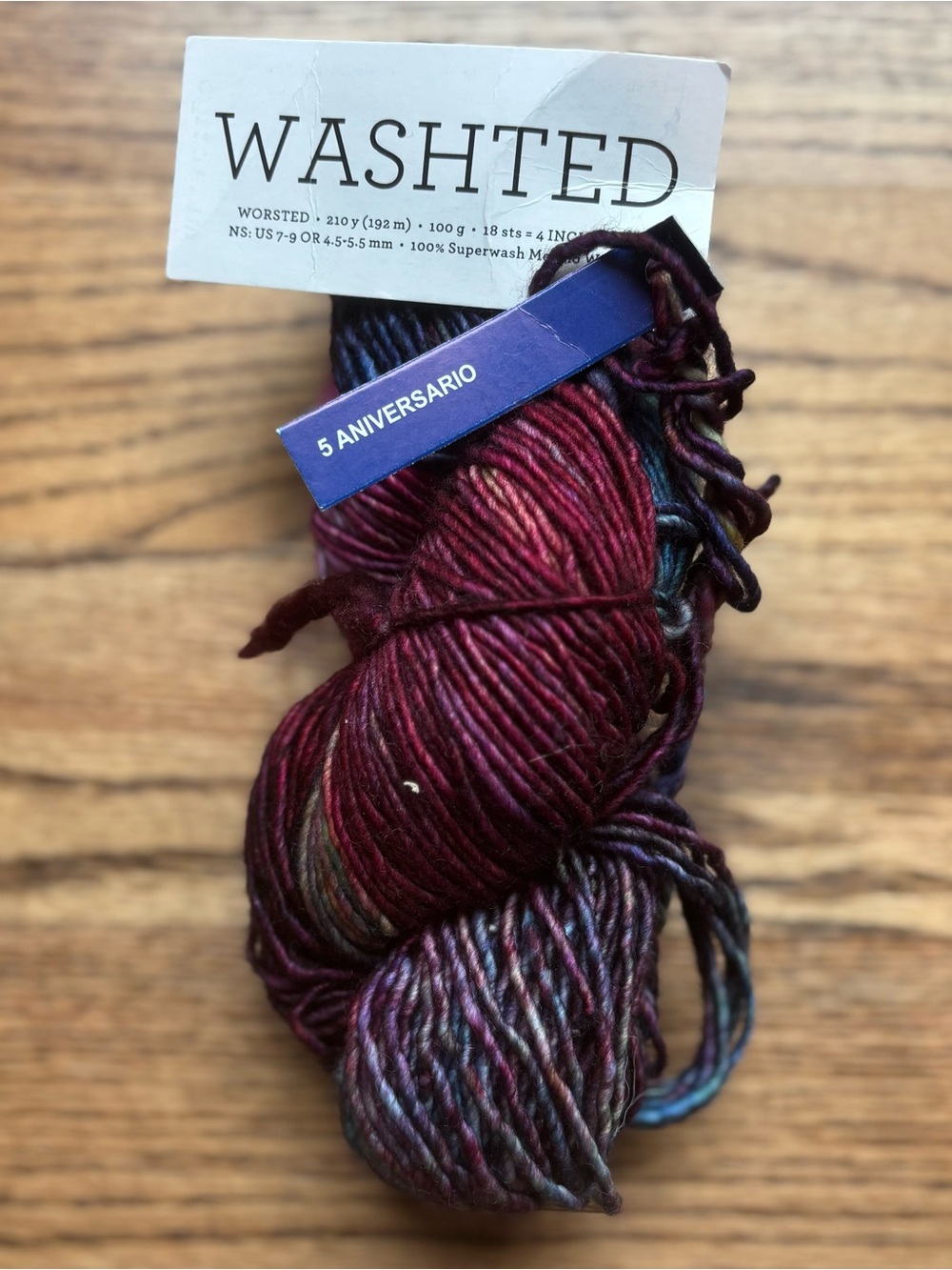 Malabrigo Yarn Washted #5 Aniversario Purple Blue 100% SW Merino Wool Single Ply